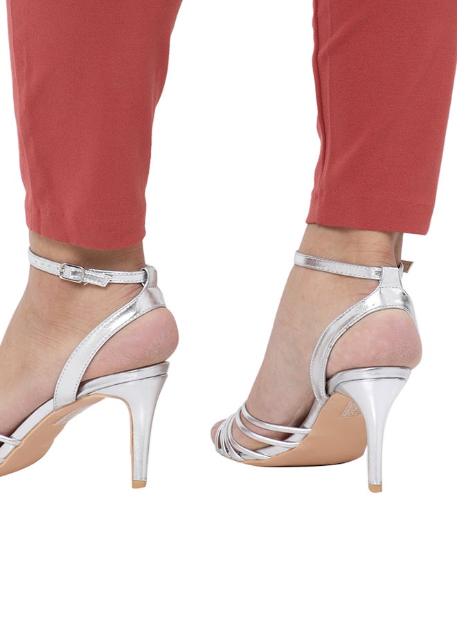 Deezee - Metallic Ankle Strap Dress Sandals Silver - Image 1