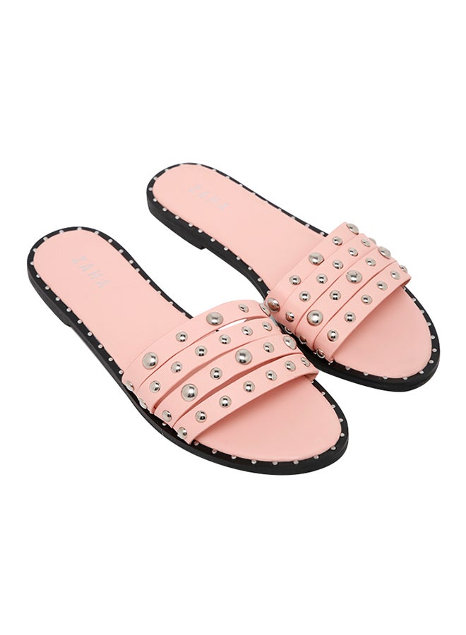 ZAHA Studded Flat Sandals Pink - Image 3