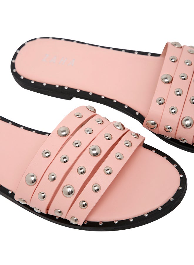 ZAHA Studded Flat Sandals Pink - Image 5