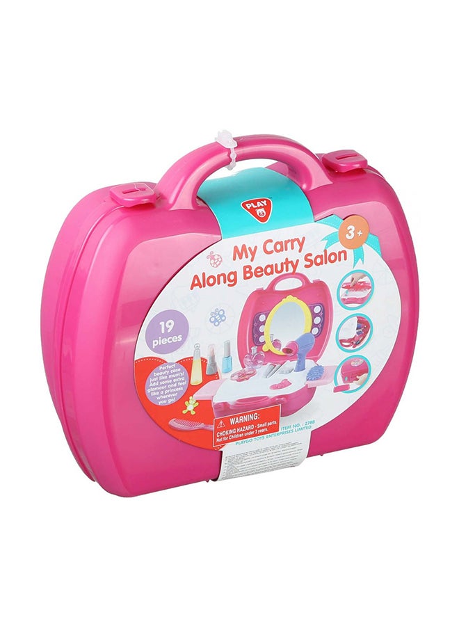 PLAYGO 19-Piece My Carry Along Beauty Salon Box 10.2x21.6x10.2cm - Image 1