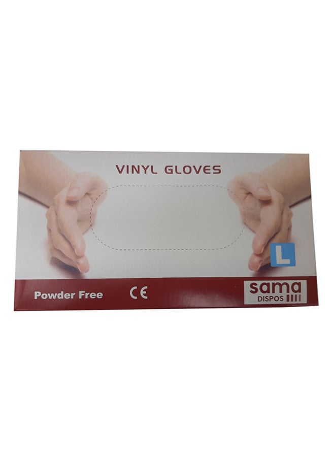 100-Piece Disposable Vinyl Gloves White Large White Large - Image 4