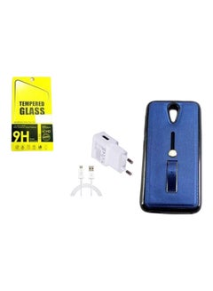 4-Piece Mobile Accessories Set For HTC 620 White/Blue