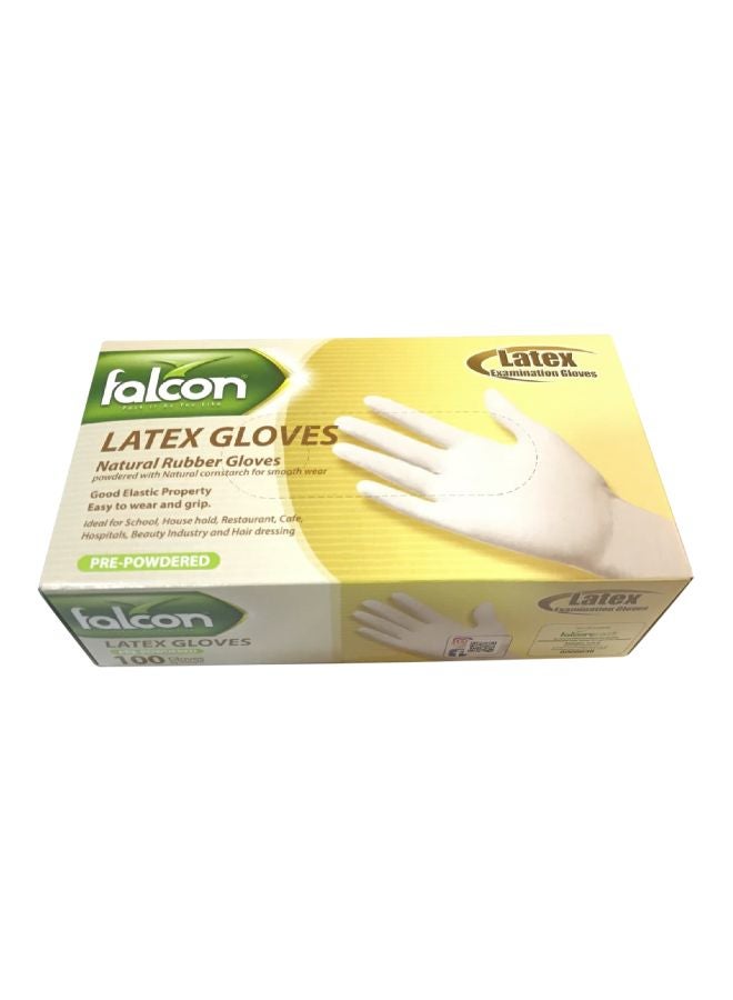 Falcon 100-Piece Pre-Powered Latex Disposable Gloves White Large  - Image 1