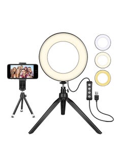 ماركة غير محددة حلقة إضاءة LED للتصوير الفوتوغرافي مقاس 10 بوصات مع حامل . أبيض  - Image 1