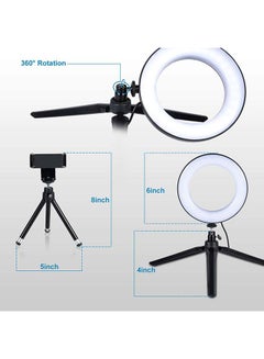 ماركة غير محددة حلقة إضاءة LED للتصوير الفوتوغرافي مقاس 10 بوصات مع حامل . أبيض  - Image 3