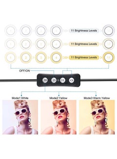 ماركة غير محددة حلقة إضاءة LED للتصوير الفوتوغرافي مقاس 10 بوصات مع حامل . أبيض  - Image 4