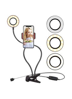 Controllable Selfie Ring Light With Clamp White