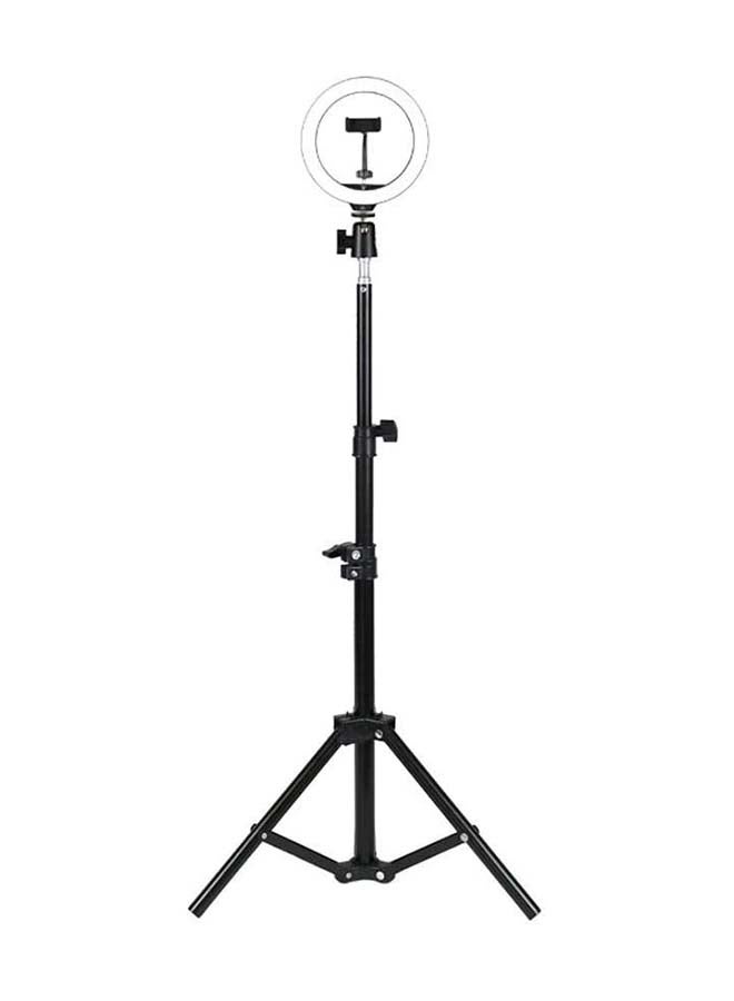 حلقة إضاءة مقاس 10 بوصة مع حامل ثلاثي القوائم. أبيض - Image 2