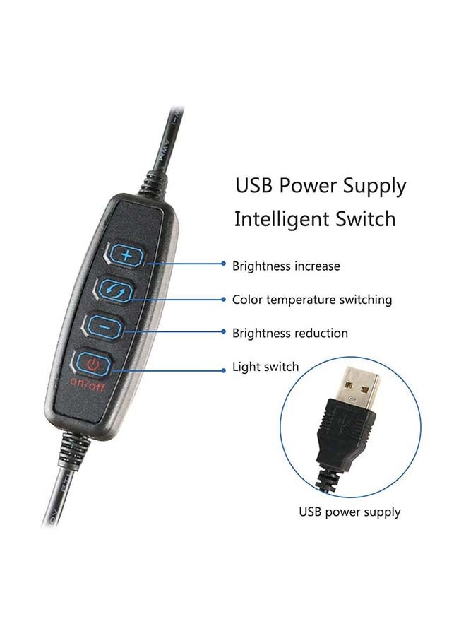 حلقة إضاءة مقاس 10 بوصة مع حامل ثلاثي القوائم. أبيض - Image 4