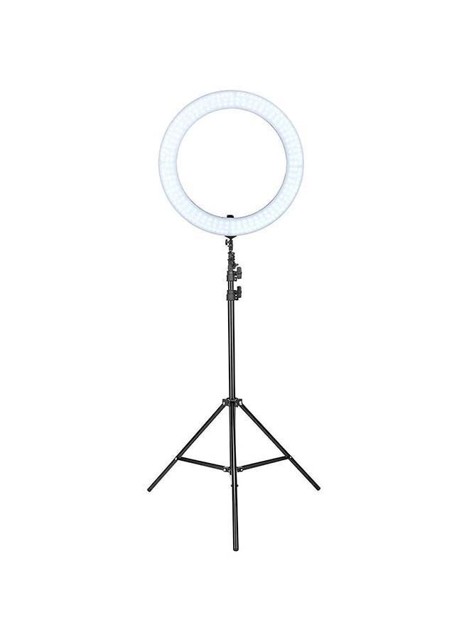 حلقة إضاءة LED للتصوير الفوتوغرافي مقاس 14 بوصة مع حامل أبيض - Image 1