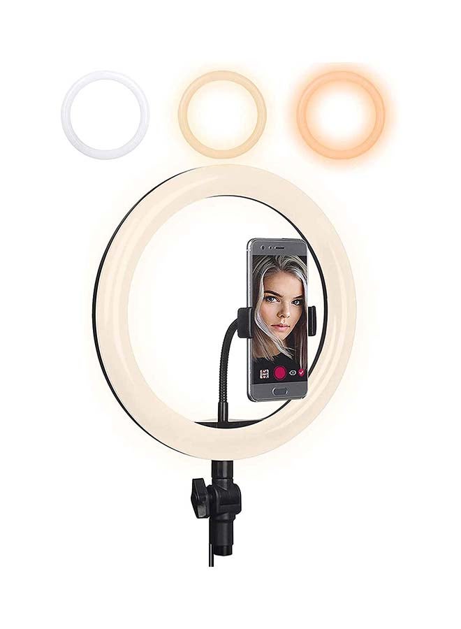 حلقة إضاءة LED للتصوير الفوتوغرافي مقاس 14 بوصة مع حامل أبيض - Image 2