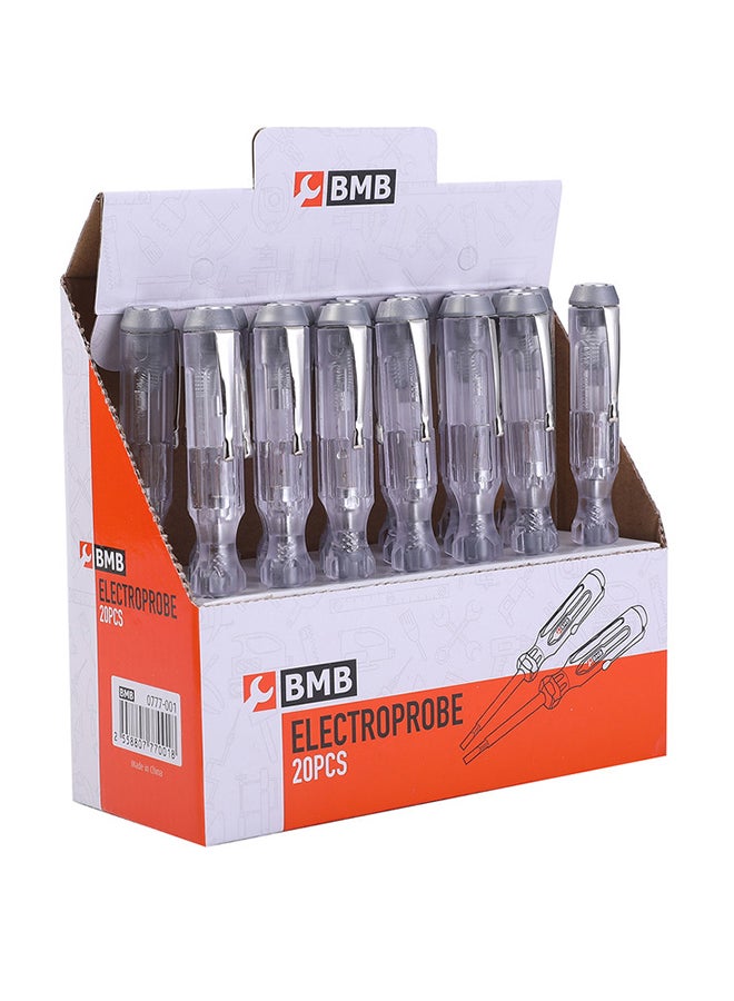 بي إم بي تولز مفكات اختبار الجهد الكهربائي وبراغي مشقوقة - 20 قطعة فضي / شفاف - Image 1