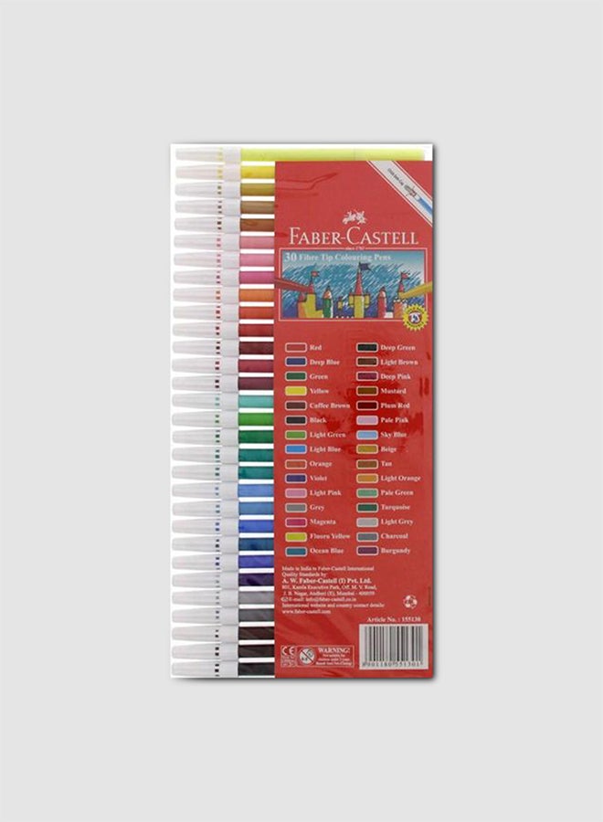 30-Piece Fibre Tip Colouring Pen Set Multicolour
