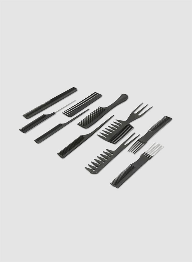 سيسيليا مجموعة من مشط وفرشاة الشعر الاحترافية من 10 قطع أسود 20سم - Image 1