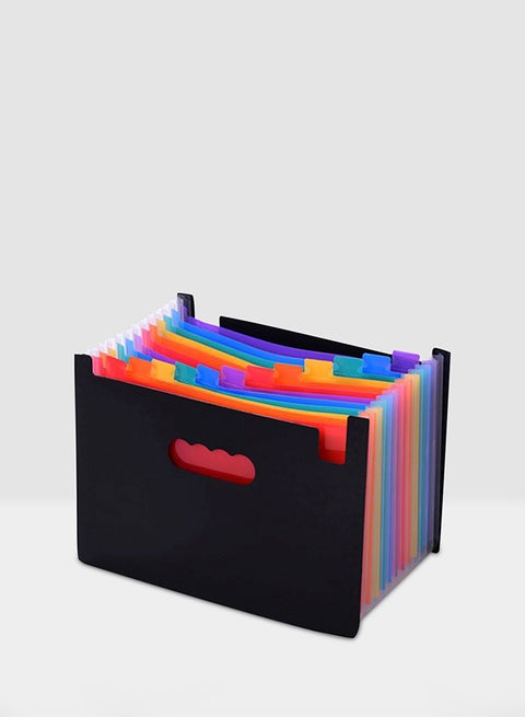 12-Pockets File Organiser For A4 Paper Black/Red/Yellow