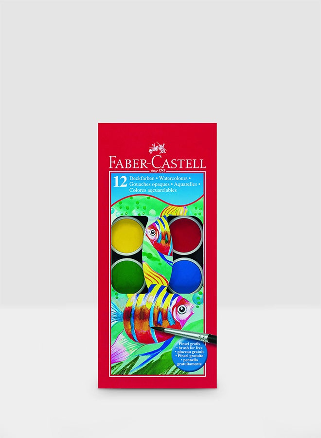 FABER-CASTELL - 12-Piece Watercolour With Brush Set Multicolour - Image 1