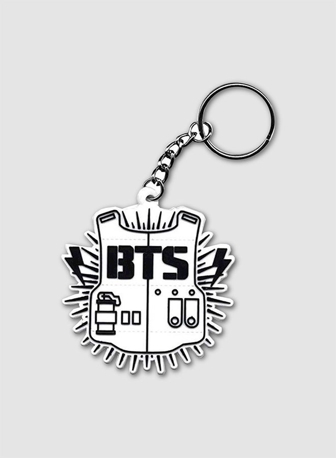 BTS Bangtan Boys Printed Silicone Keychain White/Black 