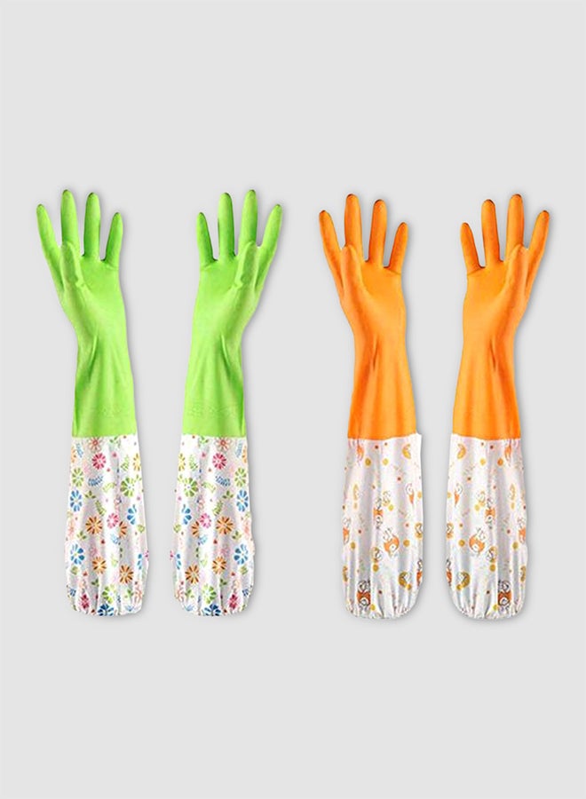 Waterproof Cleaning Gloves Green/Orange/White