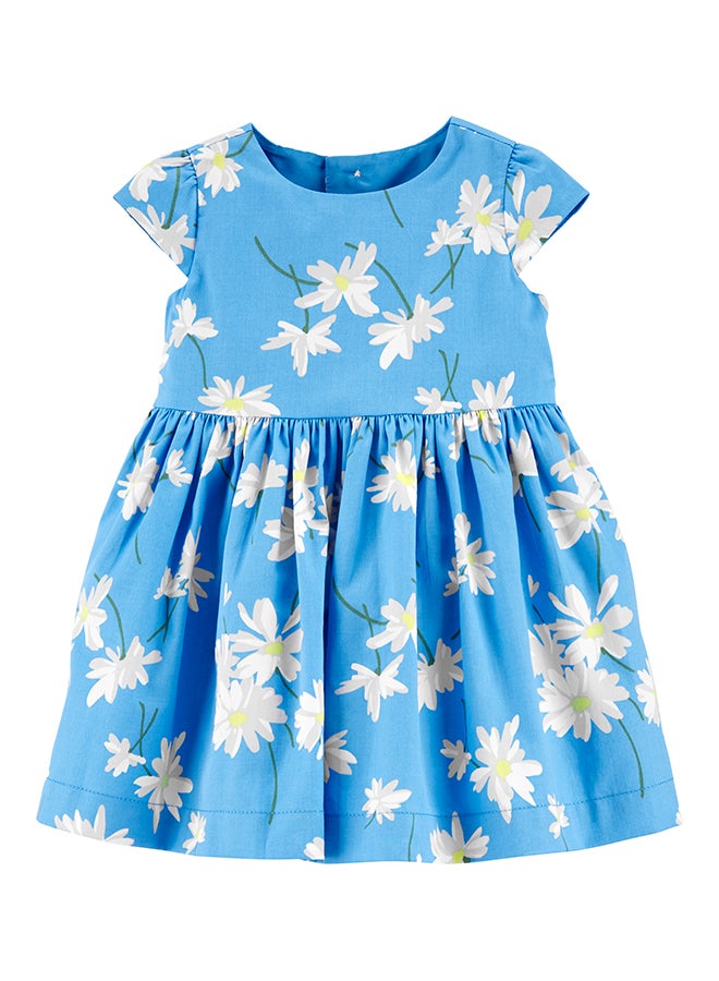 carter's Girls Cap Sleeve Back Placket Dress Blue - Image 1