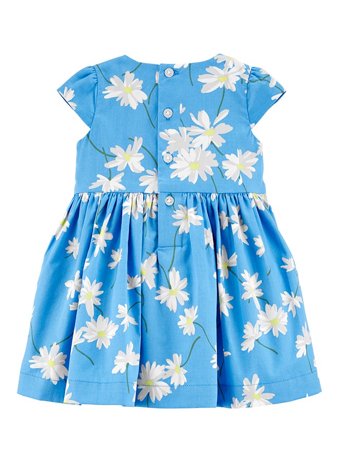 carter's Girls Cap Sleeve Back Placket Dress Blue - Image 2