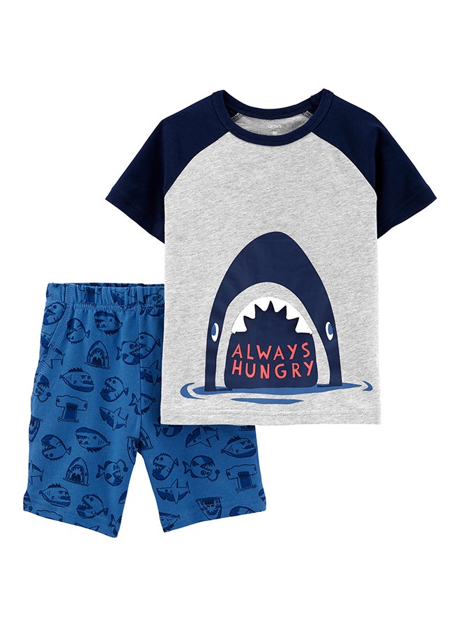 carter's French Terry Shorts Set Grey/Blue - Image 1