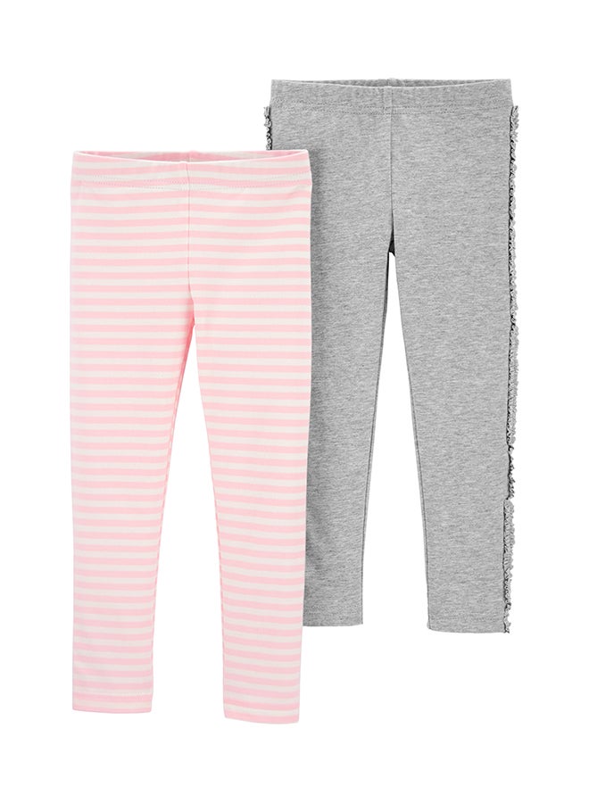 carter's 2 Piece Striped Leggings Pink/White/Grey