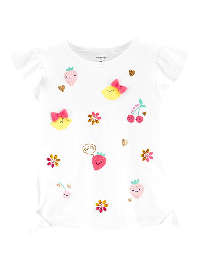 carter's Glitter Fruit Jersey Top White - Image 1