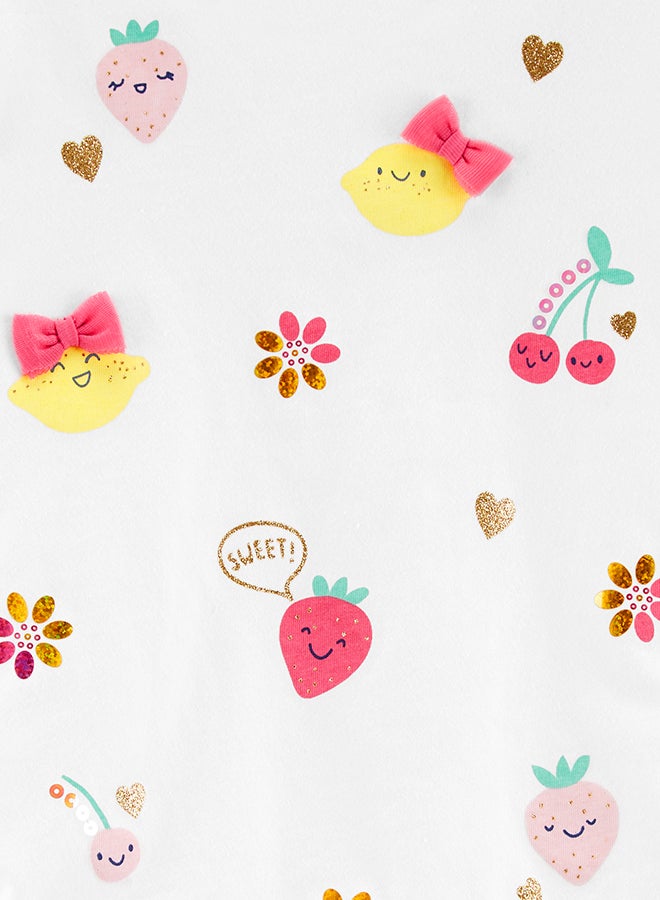 carter's Glitter Fruit Jersey Top White - Image 2
