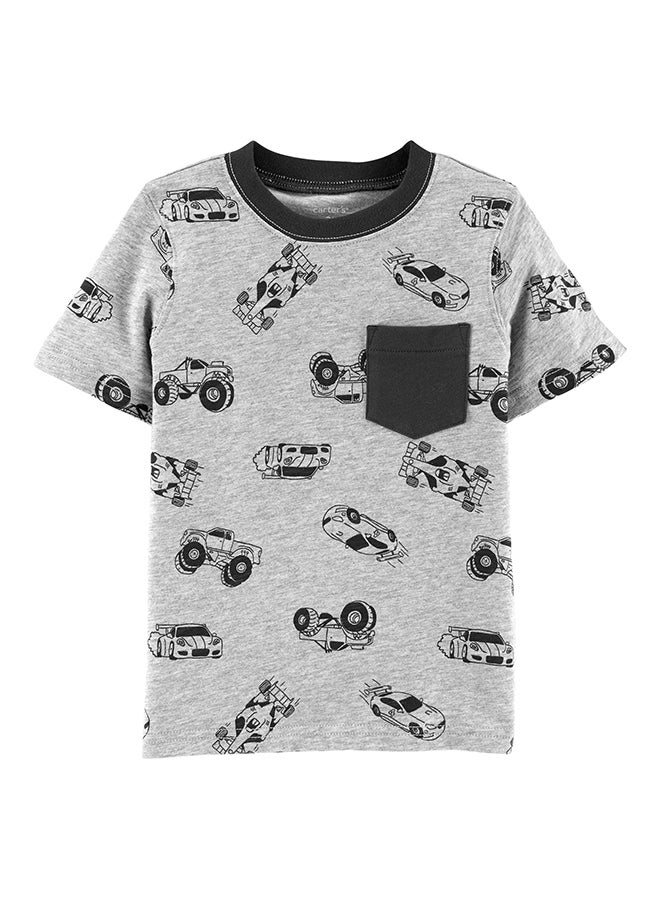 Boys Race Car Single Front Pocket T-Shirt Grey - v1591617651/N38031517V_1