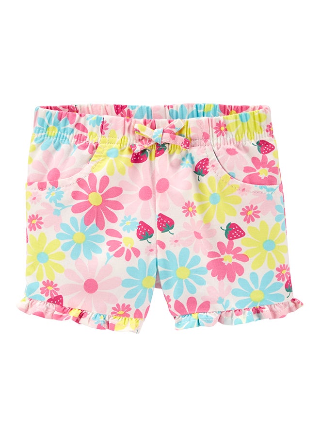 carter's Girls Front Bow Ruffled Hem Shorts Pink/Blue
