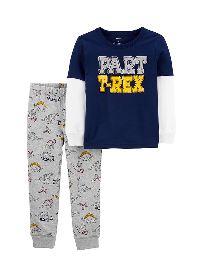 carter's 2-Piece Long Sleeve T-Shirt And Dino Joggers Set Navy/Heather  - Image 1