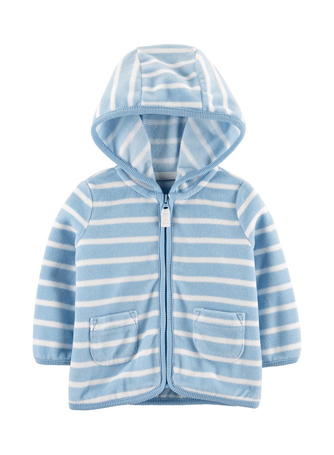 carter's Boys Striped Sherpa Hooded Jacket Light Blue/White - Image 1