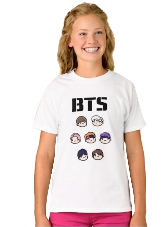 1st Piece Girls BTS Band Graphic T-Shirt White  - Image 1