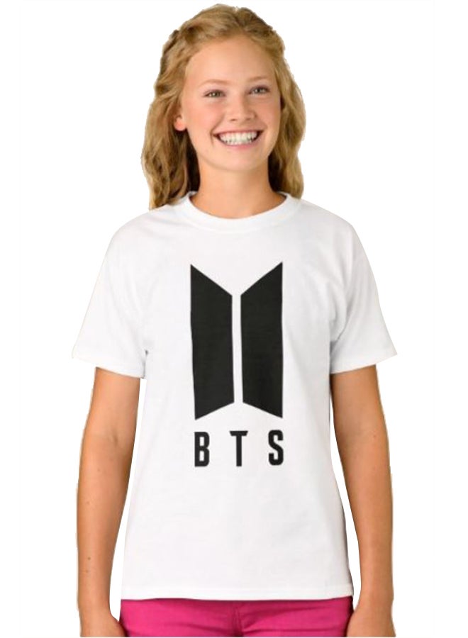 1st Piece Girls BTS Logo Graphic T-Shirt White  - Image 1