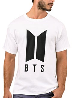 تيشيرت برسومات فرقة BTS أبيض