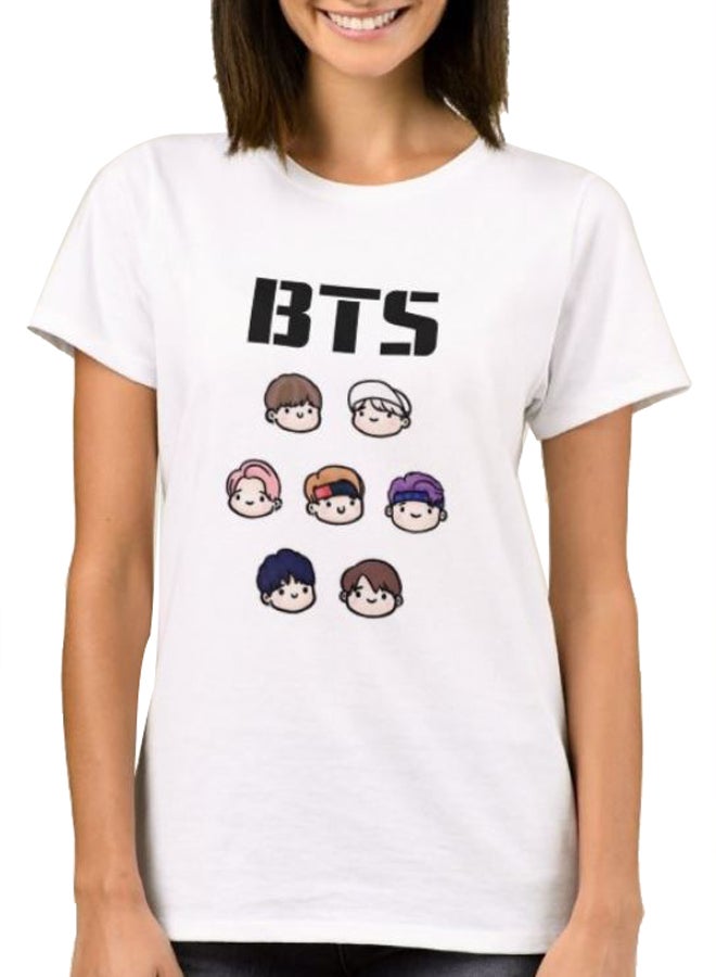 فرست بيس تيشيرت برسومات فرقة BTS أبيض - Image 1