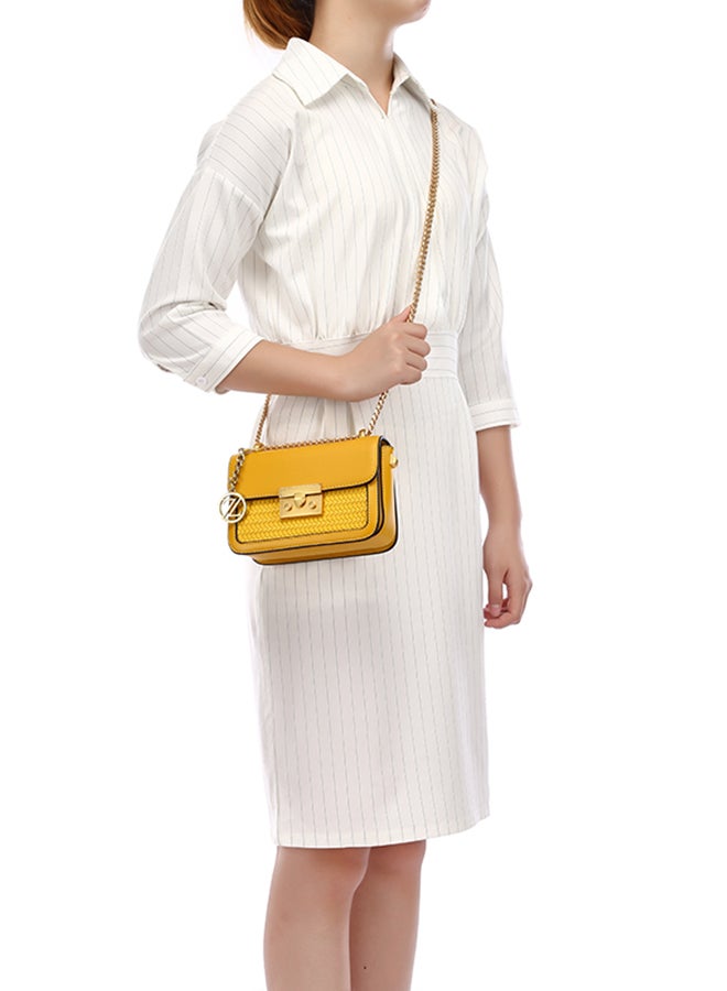 ZENEVE LONDON - Braid Detail Crossbody Bag Yellow - Image 1