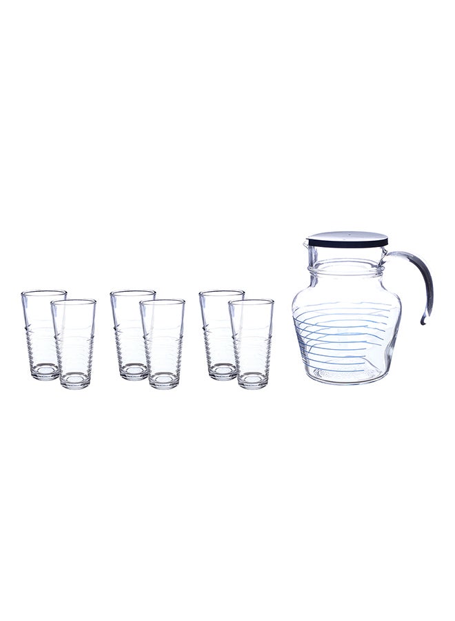 لومينارك طقم مشروبات رينجليت بلو من 7 قطع شفاف/أزرق 750ملليلتر