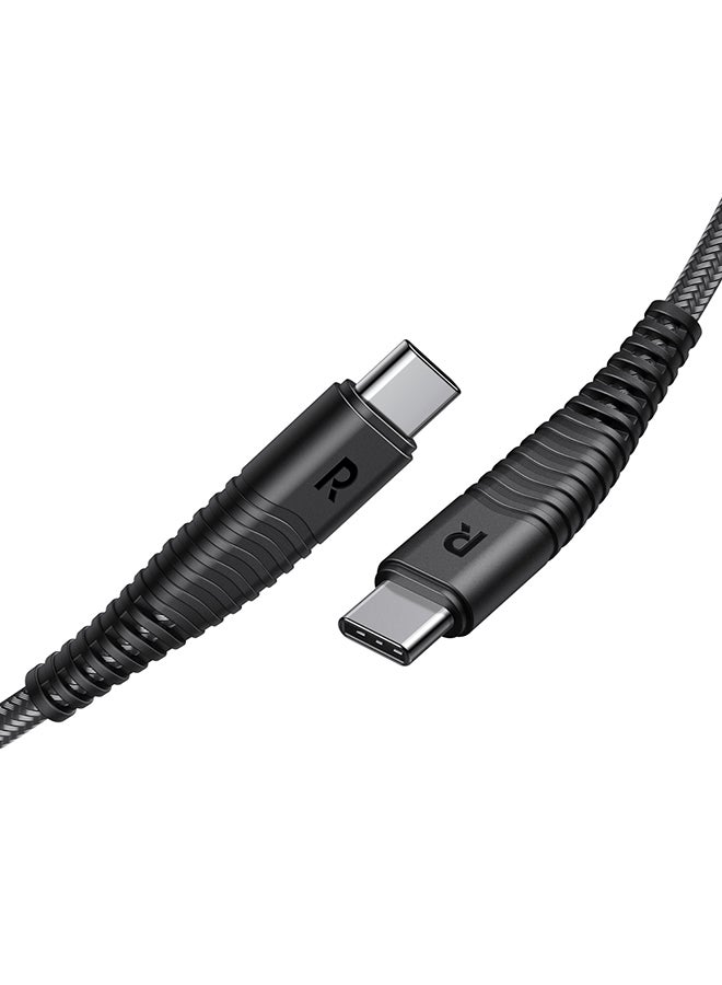 RAVPOWER Nylon Yarn Braided Type C To Type C Cable Black  - Image 2