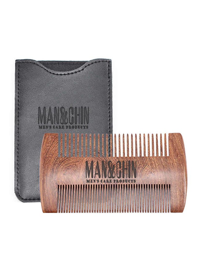MAN&CHIN Beard Comb With Leather Case Brown 3inch 