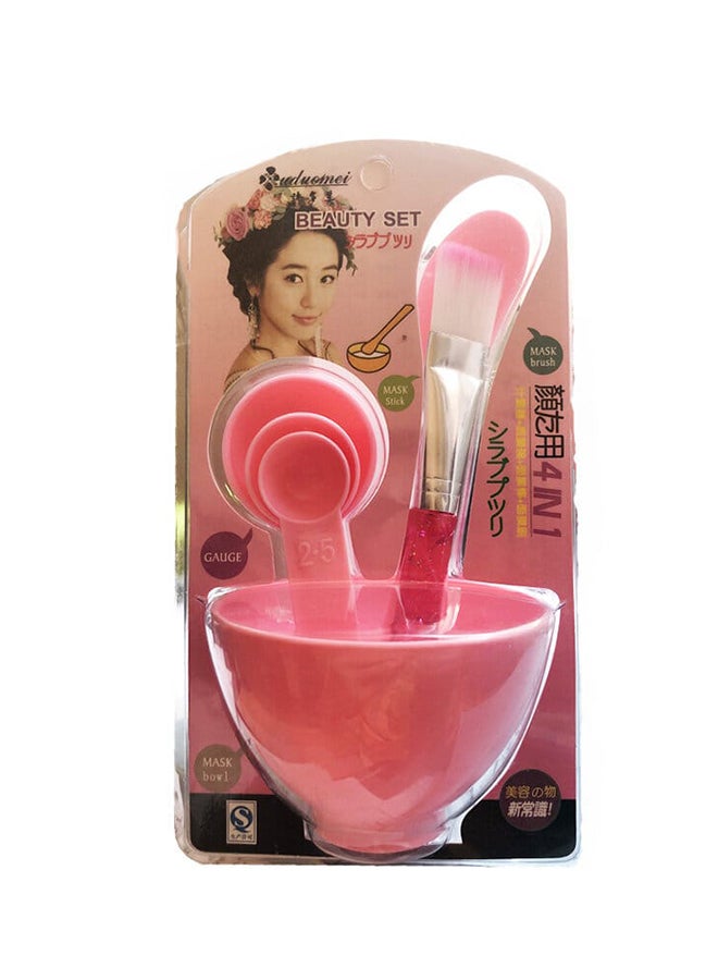Generic Face Mask Bowl Brush Spoon Stick Tool Set Pink 25cm 