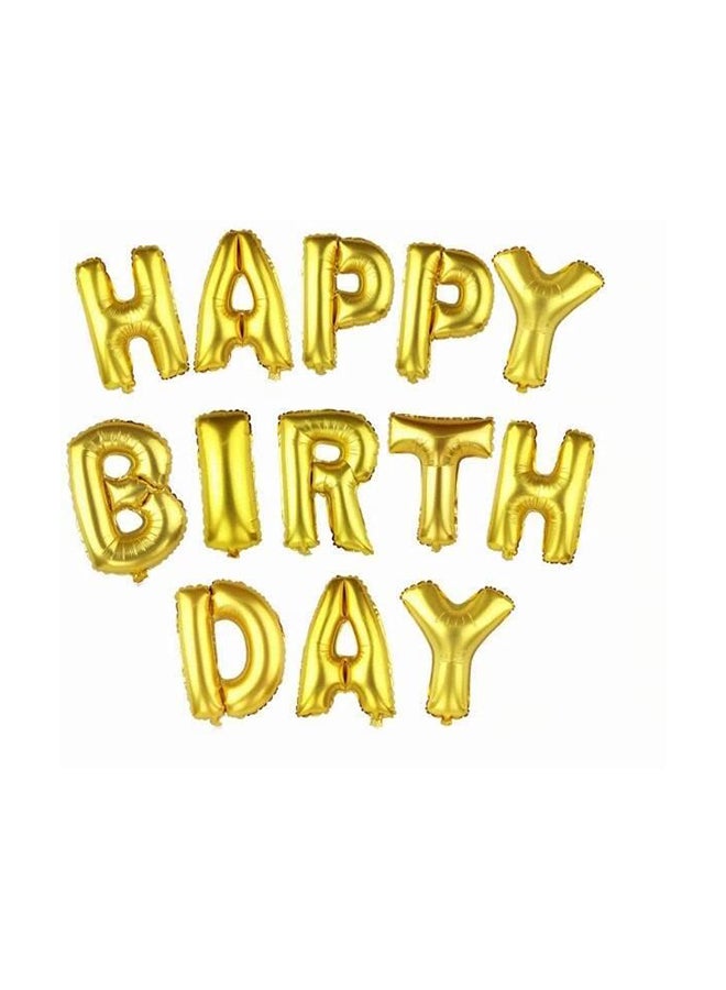 طقم بالونات من القصدير بتصميم حروف عبارة "Happy Birthday" مكون من 13 قطعة 16بوصة - Image 1