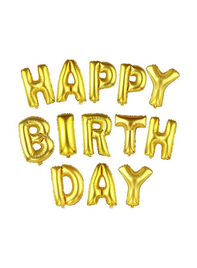 طقم بالونات من القصدير بتصميم حروف عبارة Happy Birthday" مكون من 13 قطعة" 16بوصة - Image 1