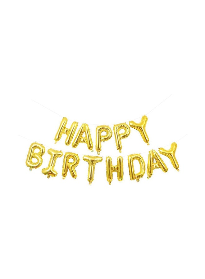 طقم بالونات من القصدير بتصميم حروف عبارة "Happy Birthday" مكون من 13 قطعة 16بوصة - Image 1