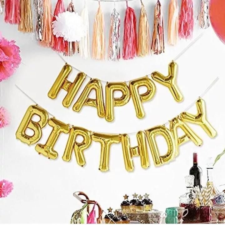 طقم بالونات من القصدير بتصميم حروف عبارة "Happy Birthday" مكون من 13 قطعة 16بوصة - Image 2