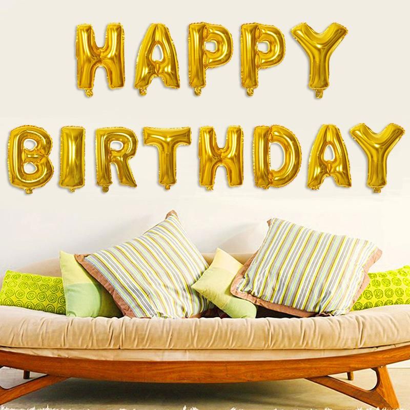 13-Piece Happy Birthday Letters Hanging Foil Balloon Set - Image 2