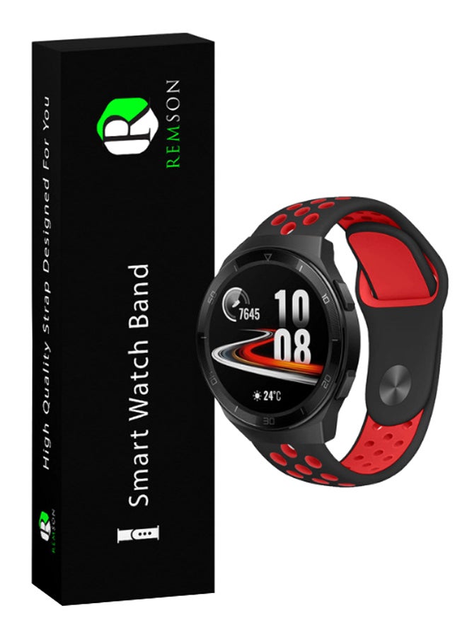 Remson Water-Proof Replacement Band For Huawei Watch GT 2e Black/Red - Image 3