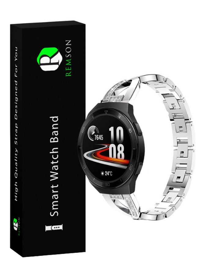 Remson Replacement Diamond Pattern Strap For Huawei Watch GT 2e Silver - Image 3