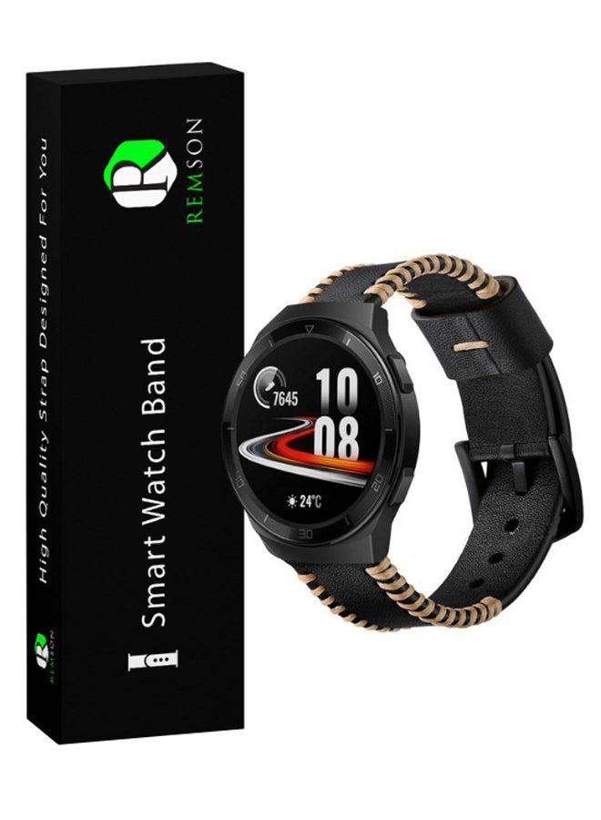 Remson Replacement Ribs Line Strap For Huawei Watch GT 2e Black/Beige  - Image 4