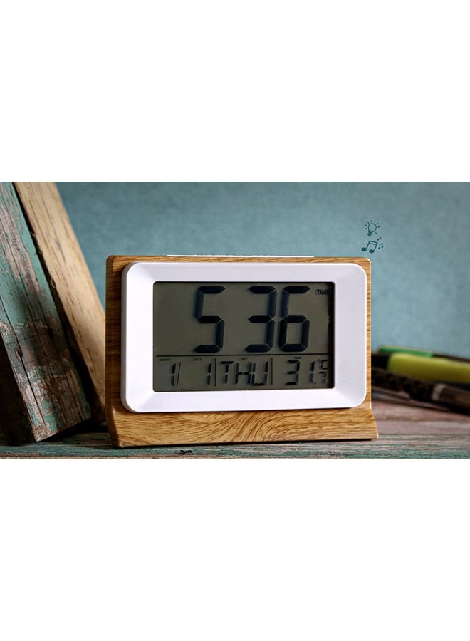 Event Bamboo Digital Clock With Calendar Beige  - Image 2